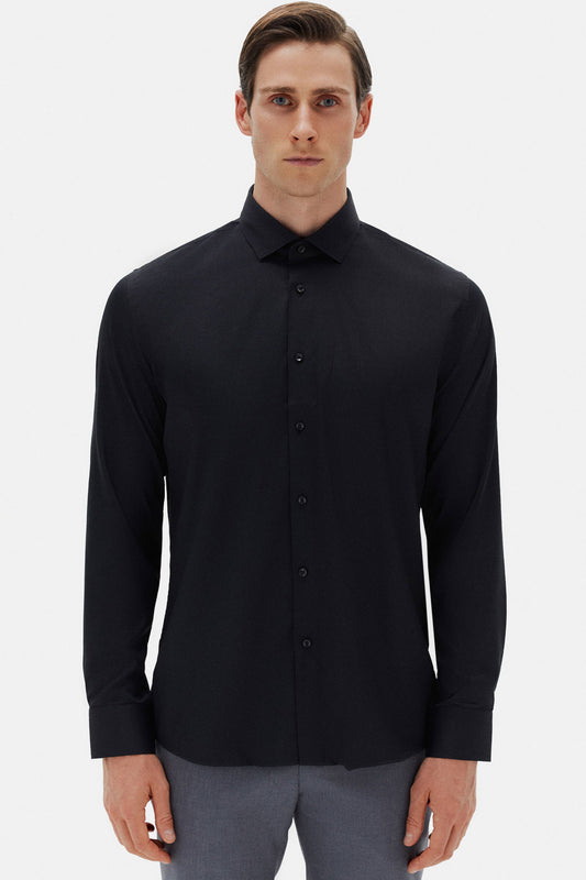 Tween Slim Fit Siyah Travel Gömlek