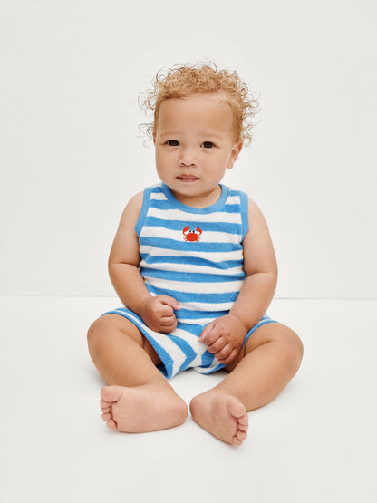 Mavi Bebek Havlusu Terry Çizgili Outfit Set