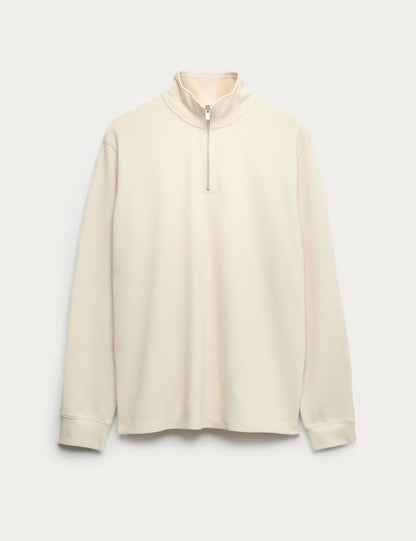 Pamuklu Karışımlı Yarım Fermuarlı Sweatshirt