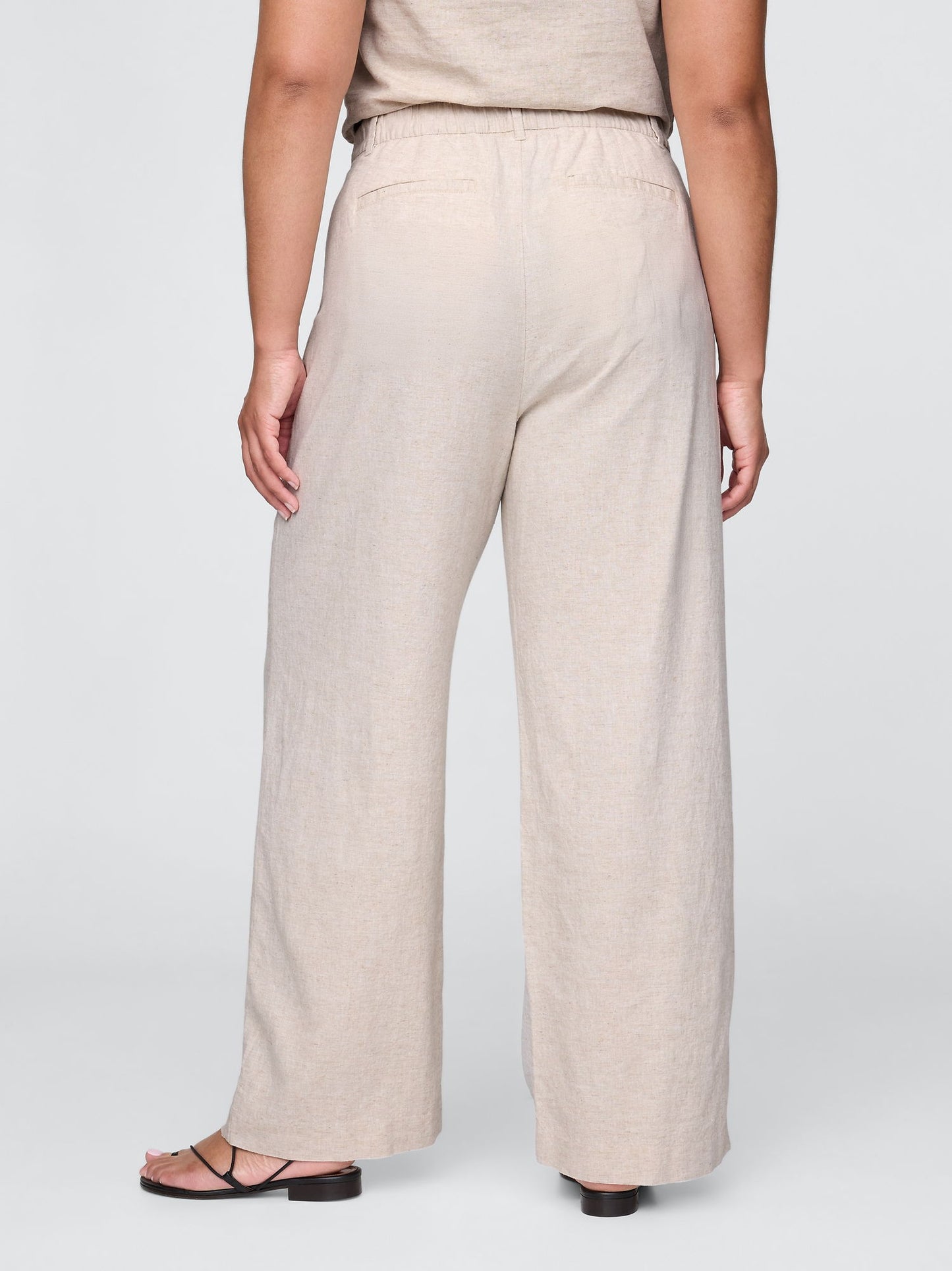 Bej 365 High Rise Keten Karışımlı Pantolon