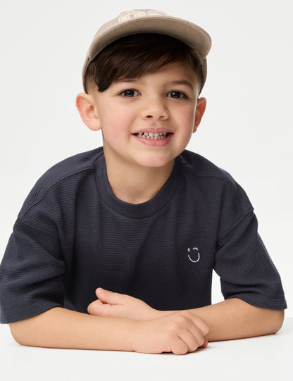 Saf Pamuklu Dokulu T-shirt (1-7 Yaş)