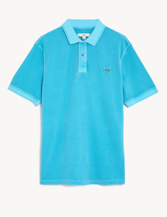Saf Pamuklu Kısa Kollu Polo Yaka T-shirt