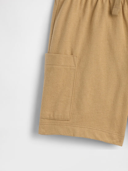 Açık Kahverengi Pull-on Jersey Kargo Şort
