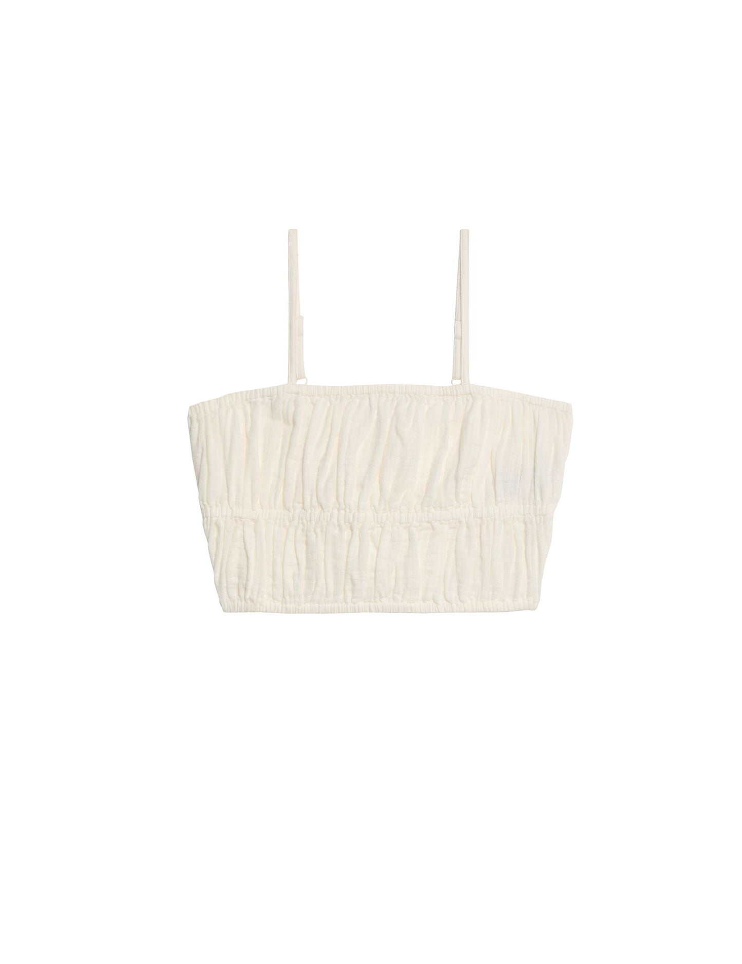 %100 Pamuklu Büzgülü Bardot Crop Üst (6–16 Yaş)