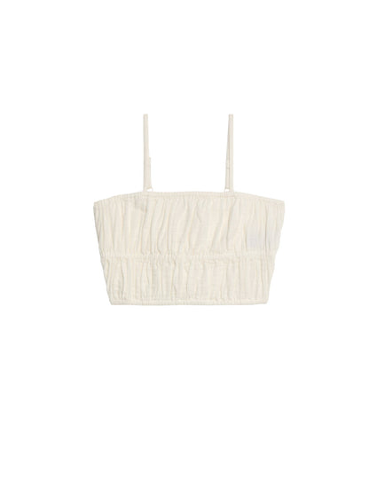 %100 Pamuklu Büzgülü Bardot Crop Üst (6–16 Yaş)