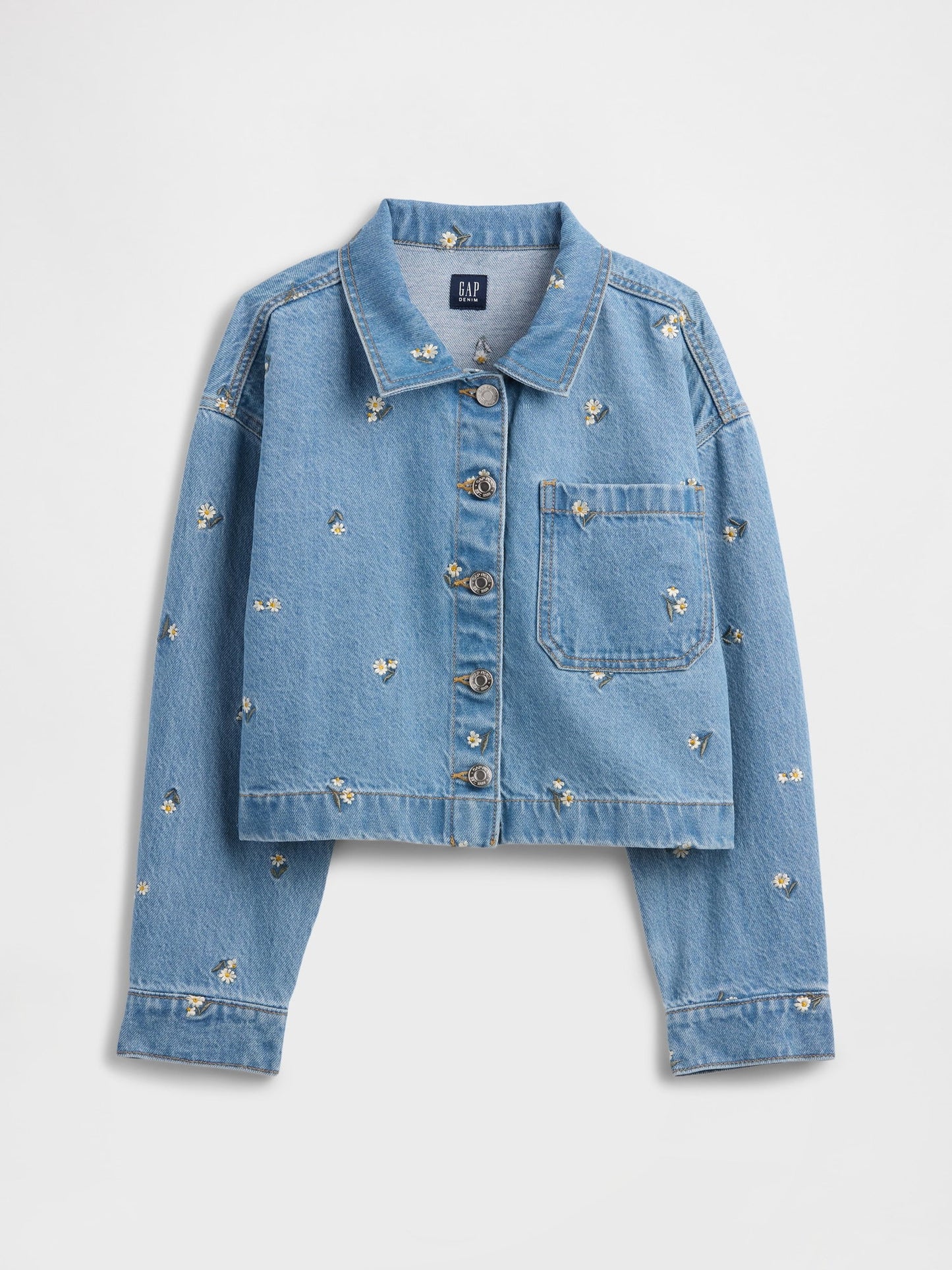 Açık Mavi Relaxed Işlemeli Denim Ceket