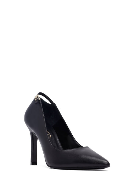 Kadın Siyah Ince Topuklu Deri Stiletto