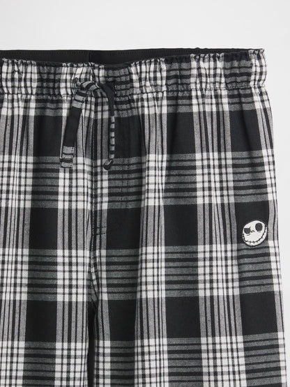 Siyah Gap × Disney Tim Burton’s The Nightmare Before Christmas Skull Flannel Pijama Altı