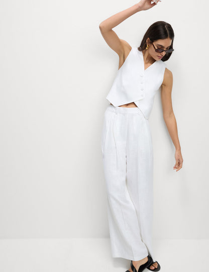 Keten Twill Wide Leg Pantolon