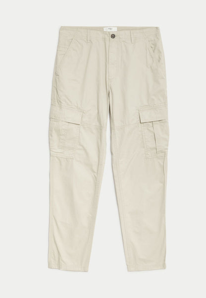 Saf Pamuklu Tapered Fit Kargo Pantolon