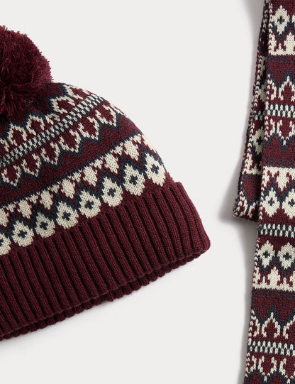 Fair Isle Örgü Bere & Şal Seti