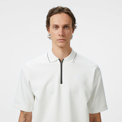 Lacoste Erkek Oversize Fit Renk Bloklu Beyaz Polo