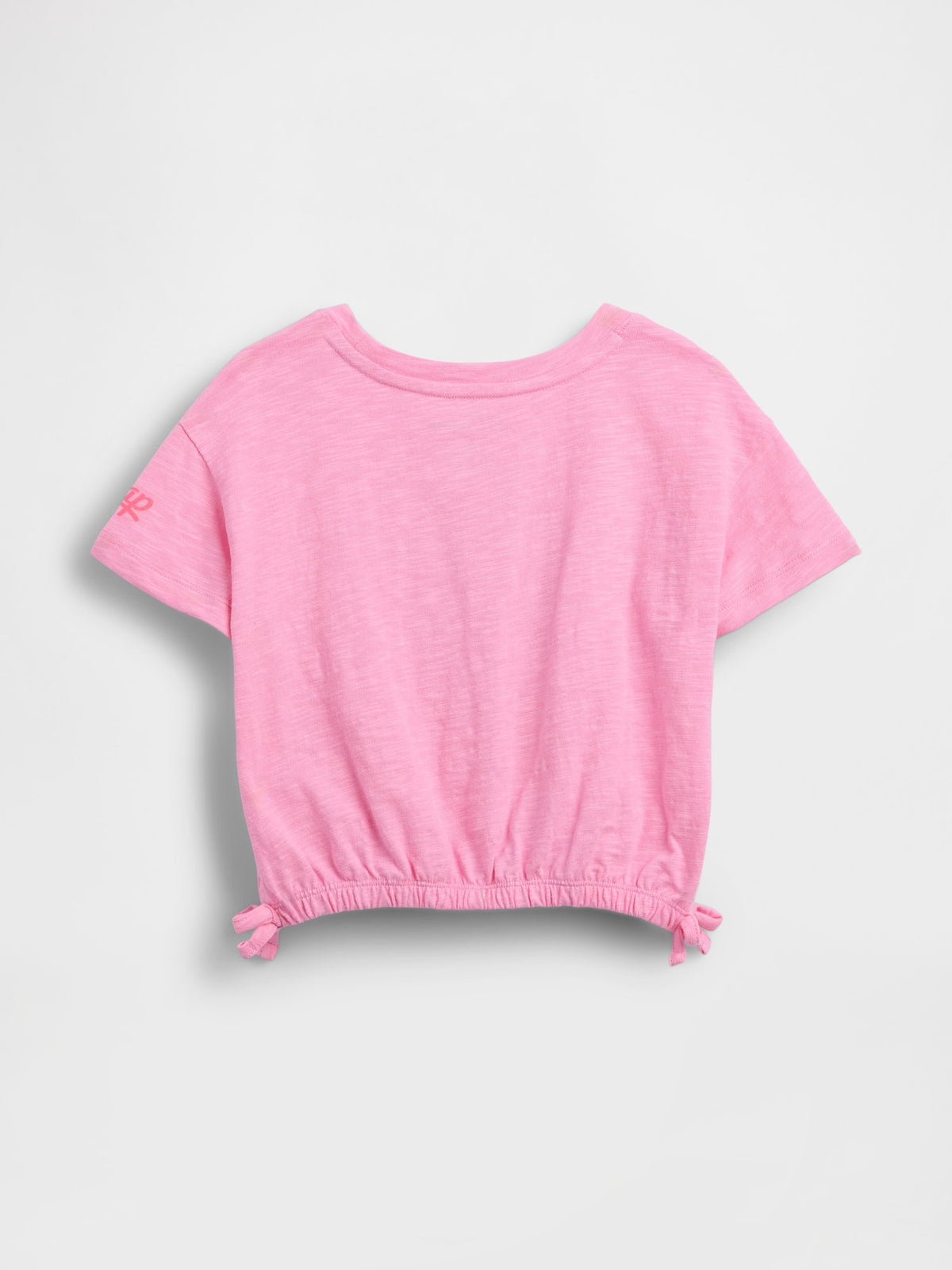 Pembe Organik Pamuk Bow Grafik Baskılı T-shirt