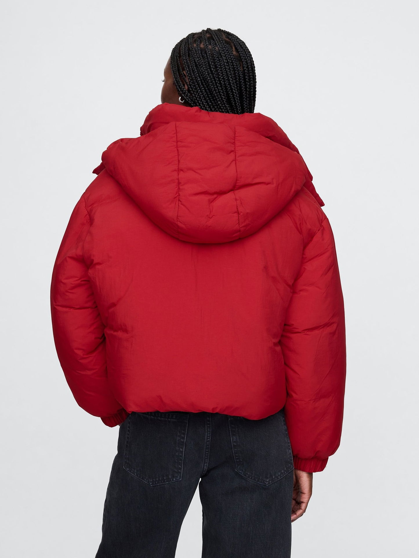 Kırmızı Crop Puffer Mont