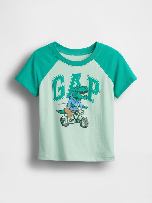 Yeşil Gap Logo Colorblock T-shirt