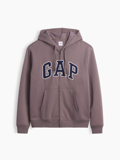 Kahverengi Relaxed Gap Logo Fermuarlı Sweatshirt