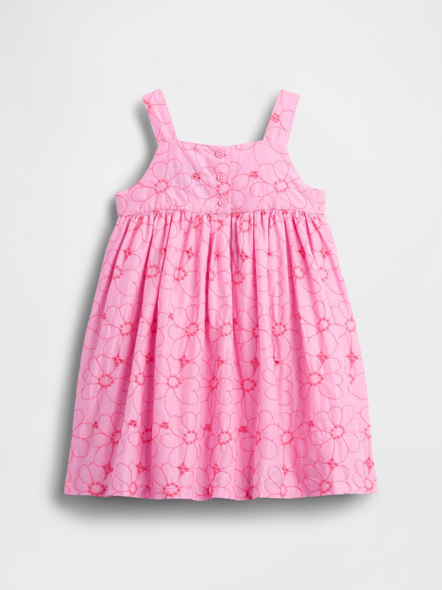 Pembe Çiçekli Eyelet Kemerli Elbise