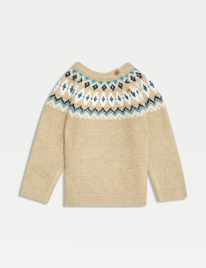 Fair Isle Desenli Örme Kazak (0-3 Yaş)