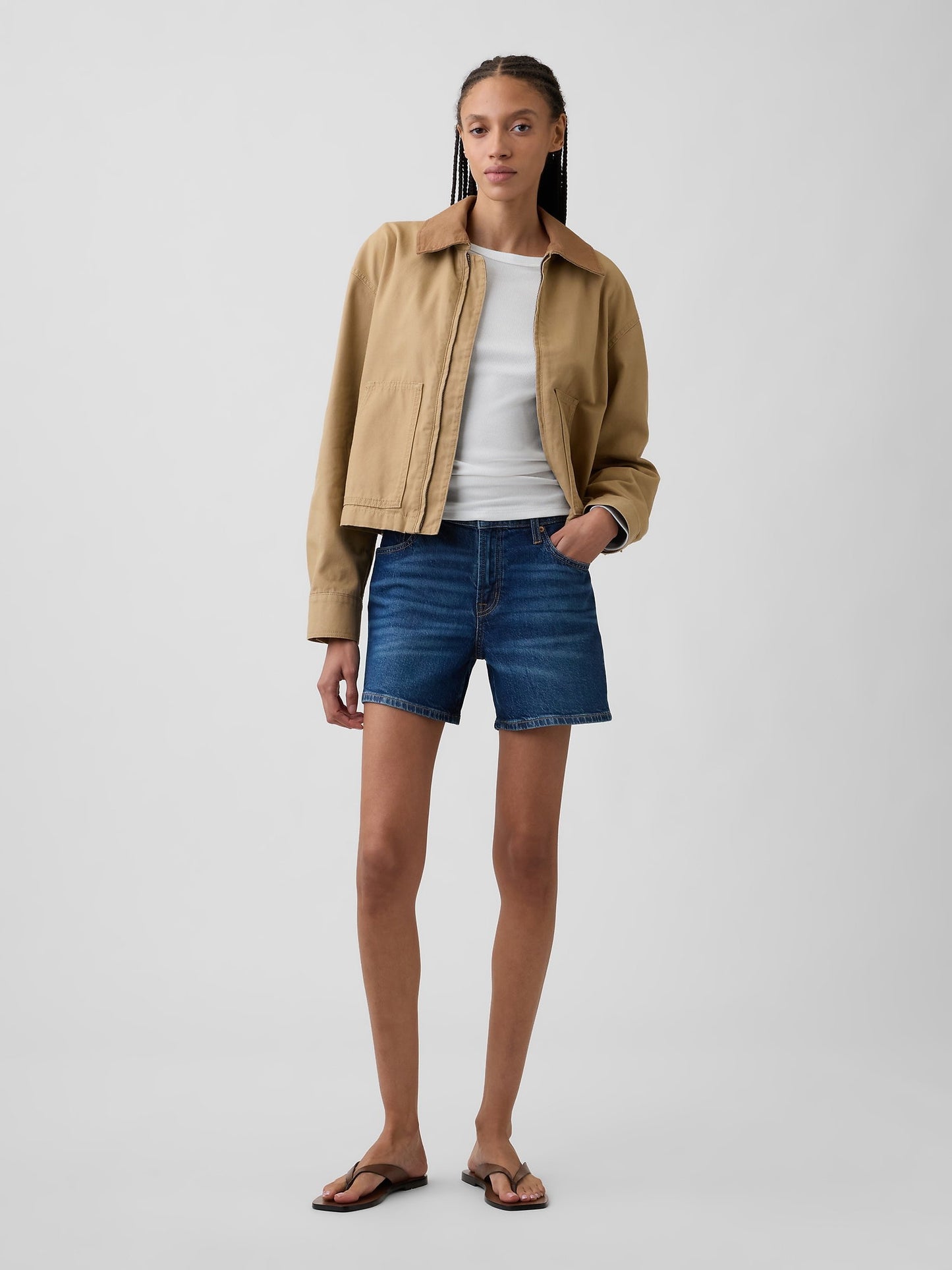 Koyu Mavi 5 Mid Rise Soft Denim Şort
