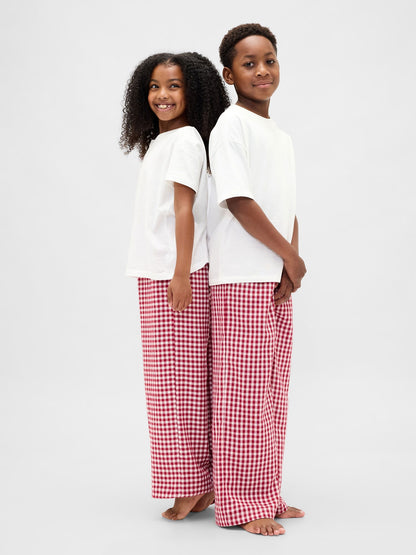 Kırmızı Kids Geri Dönüştürülmüş Flannel Pj Pantolon