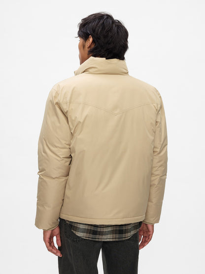Bej Geri Dönüştürülmüş Primaloft® Puffer Şişme Mont