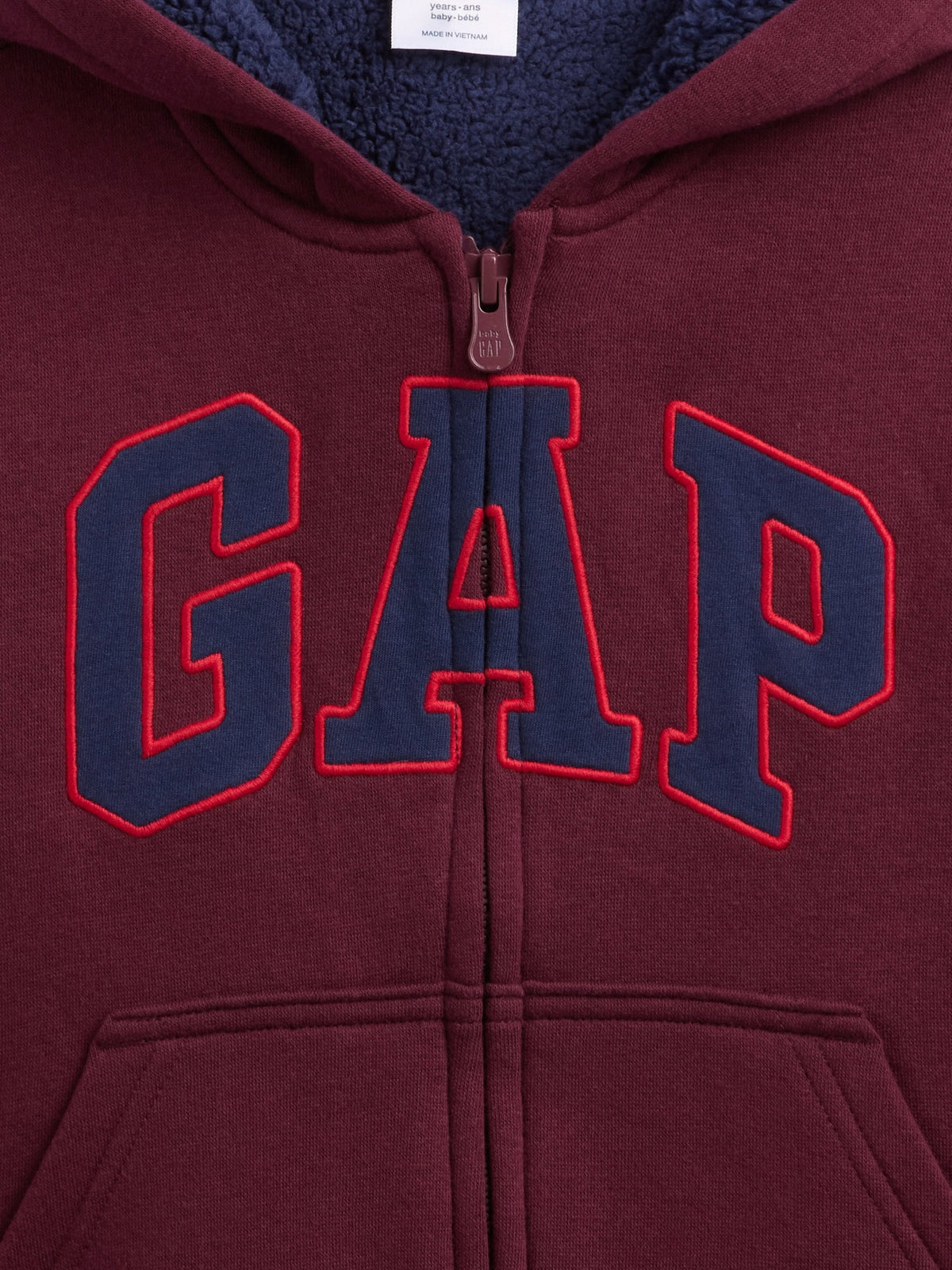 Bordo Sherpa Astarlı Logo Fermuarlı Sweatshirt