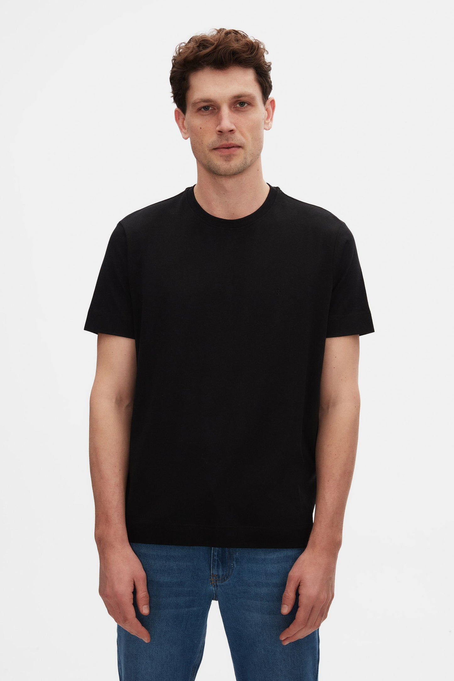 Damat Regular Fit Siyah %100 Pamuk Merserize T-shirt