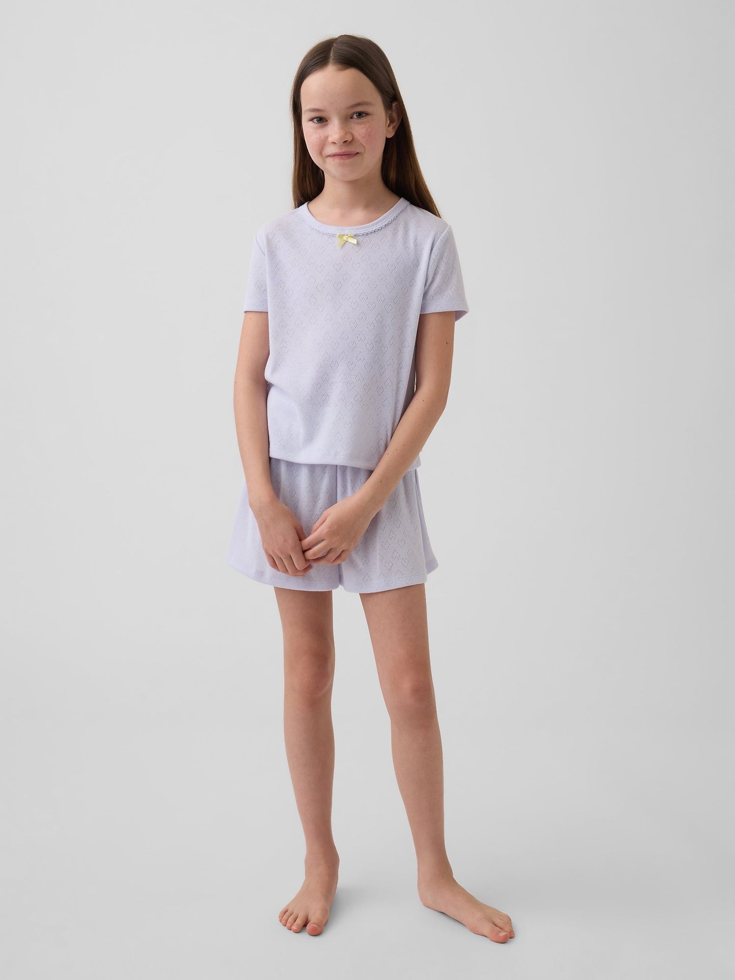 Açık Mavi Recycled Pointelle Pijama T-shirt Üst