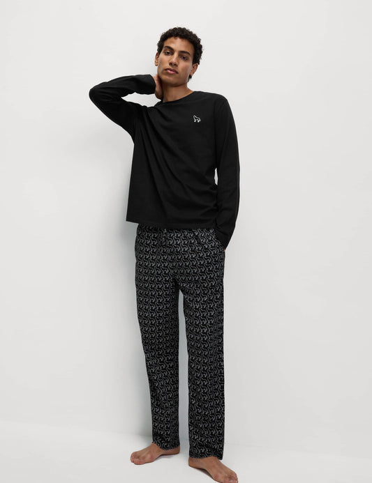 Saf Pamuklu Desenli Pijama Takımı