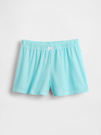 Bebe Mavisi Çocuk Geri Dönüştürülmüş Fitilli Pijama Şortları