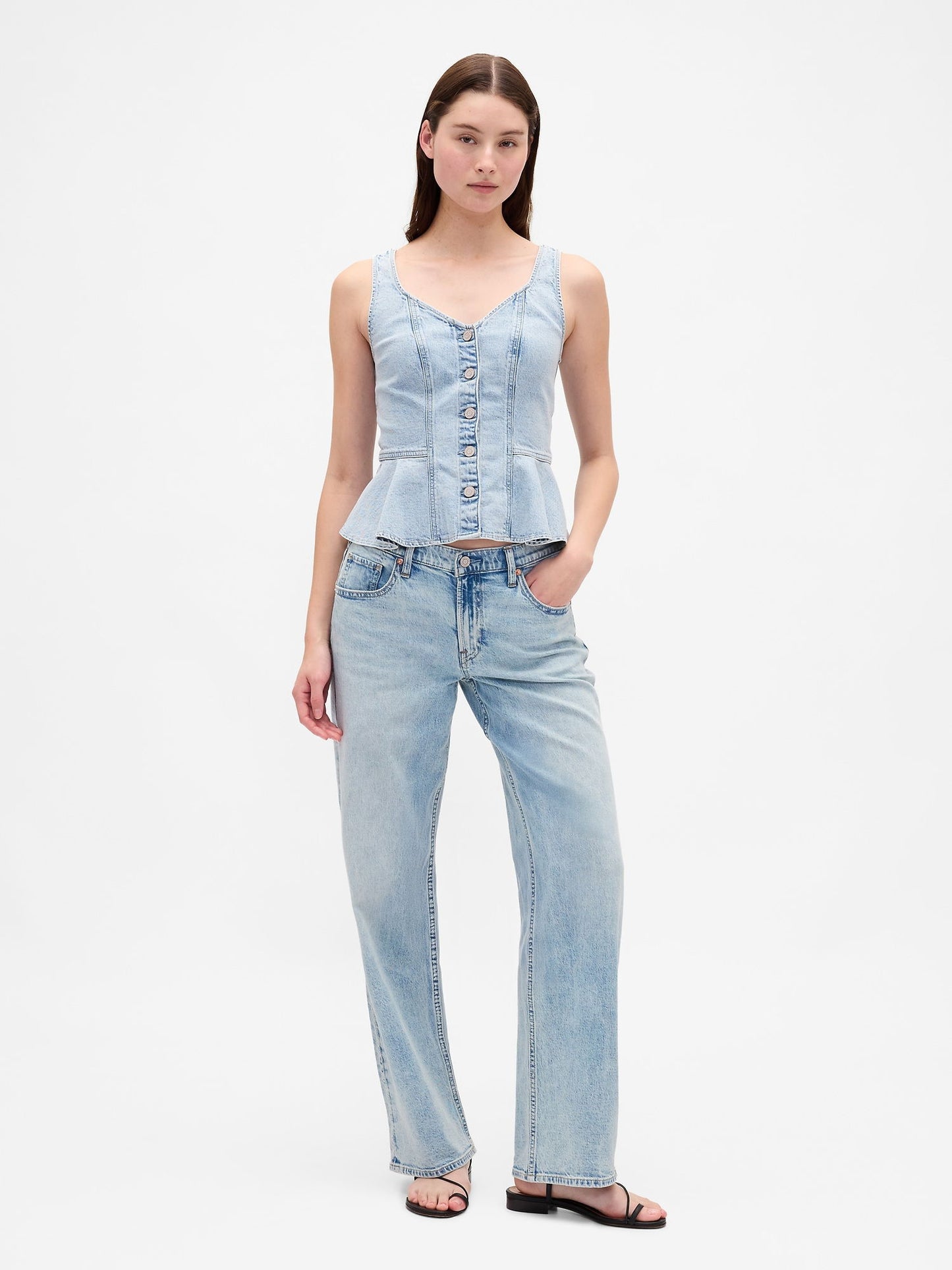 Açık Mavi Low Rise '90s Jean Pantolon
