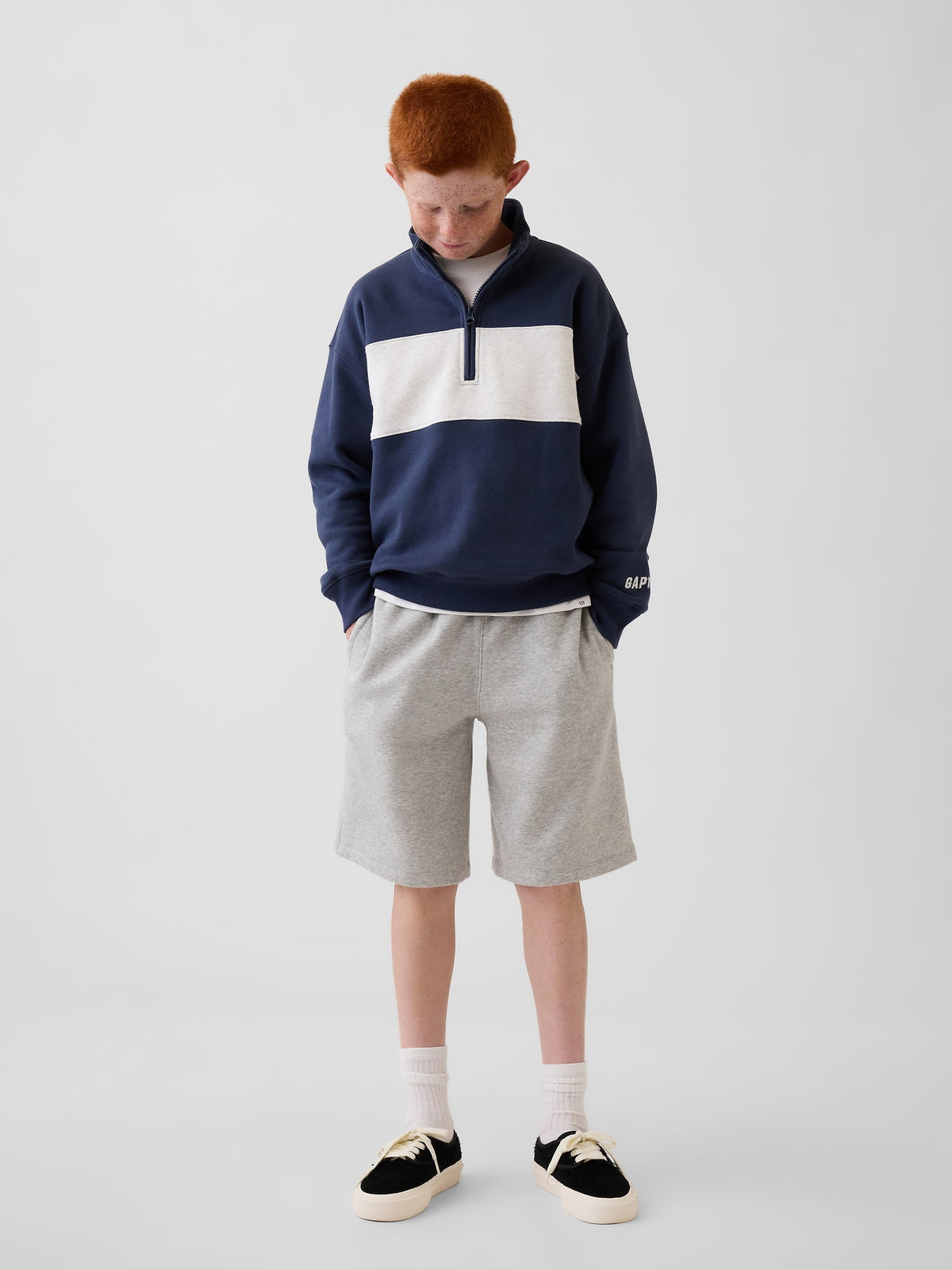 Lacivert Vintagesoft Yarım Fermuarlı Sweatshirt