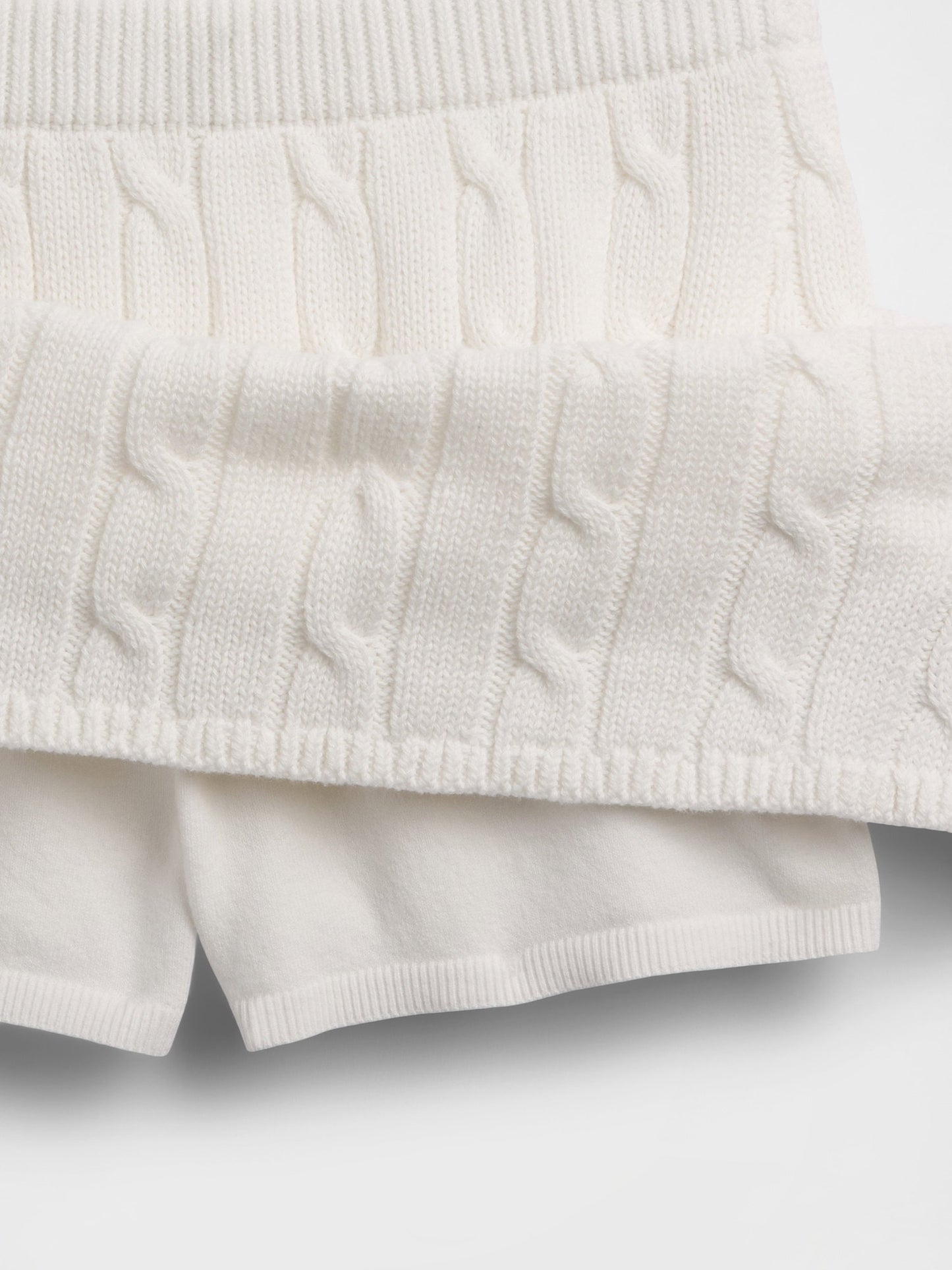 Beyaz 100% Pamuk Cable-knit Mini Şort