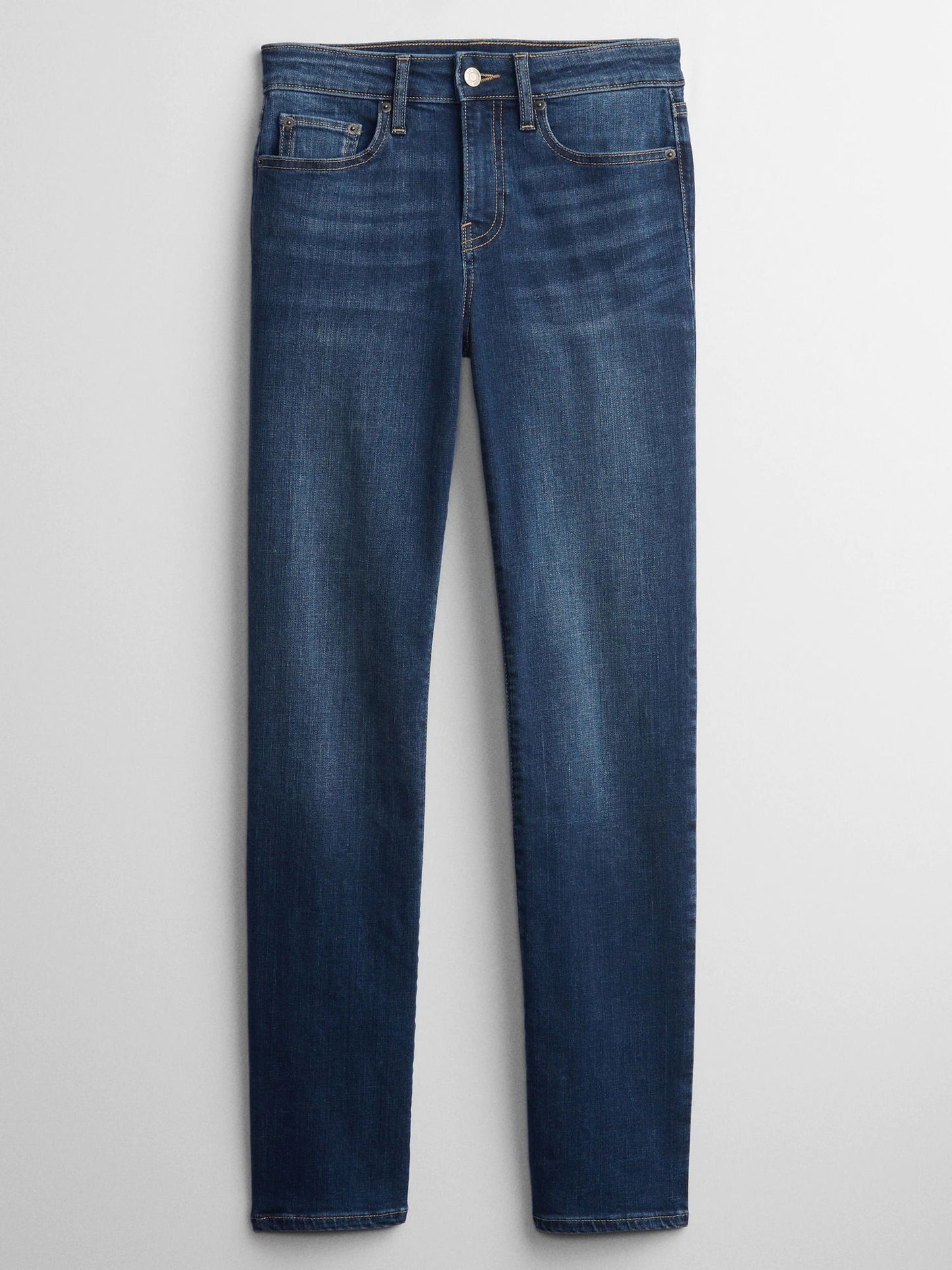 Koyu Mavi Mid Rise Straight Leg Jean Pantolon