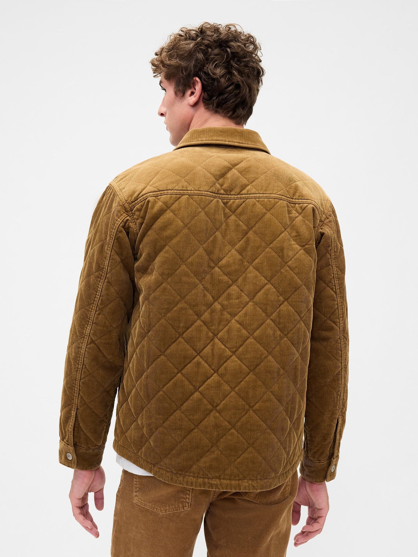 Açık Kahverengi Quilted Corduroy Relaxed Gömlek Ceket