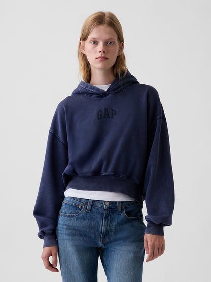 Lacivert Vintagesoft Crop Logo Sweatshirt