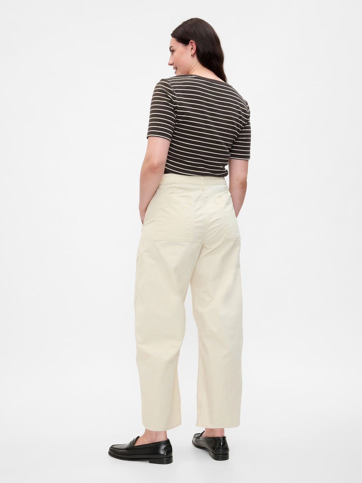Kırık Beyaz High Rise Barrel Khaki Pantolon