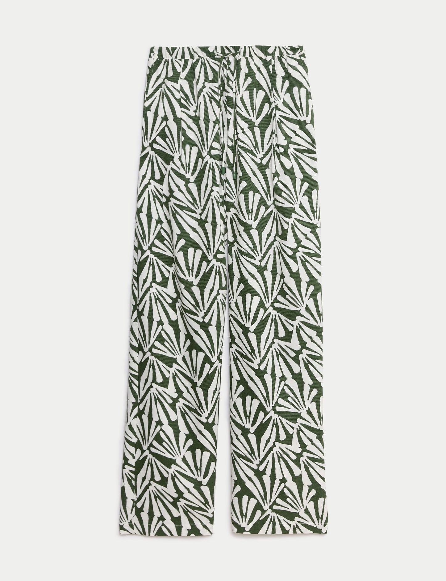 Yüksek Bel Desenli Crop Wide Leg Pantolon