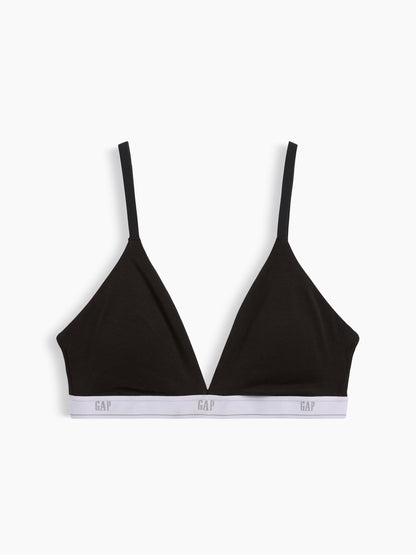Siyah Softmade Organik Stretch Pamuk Logo Üçgen Sütyen