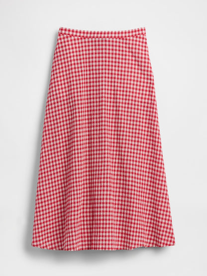Kırmızı Gingham Maxi Etek