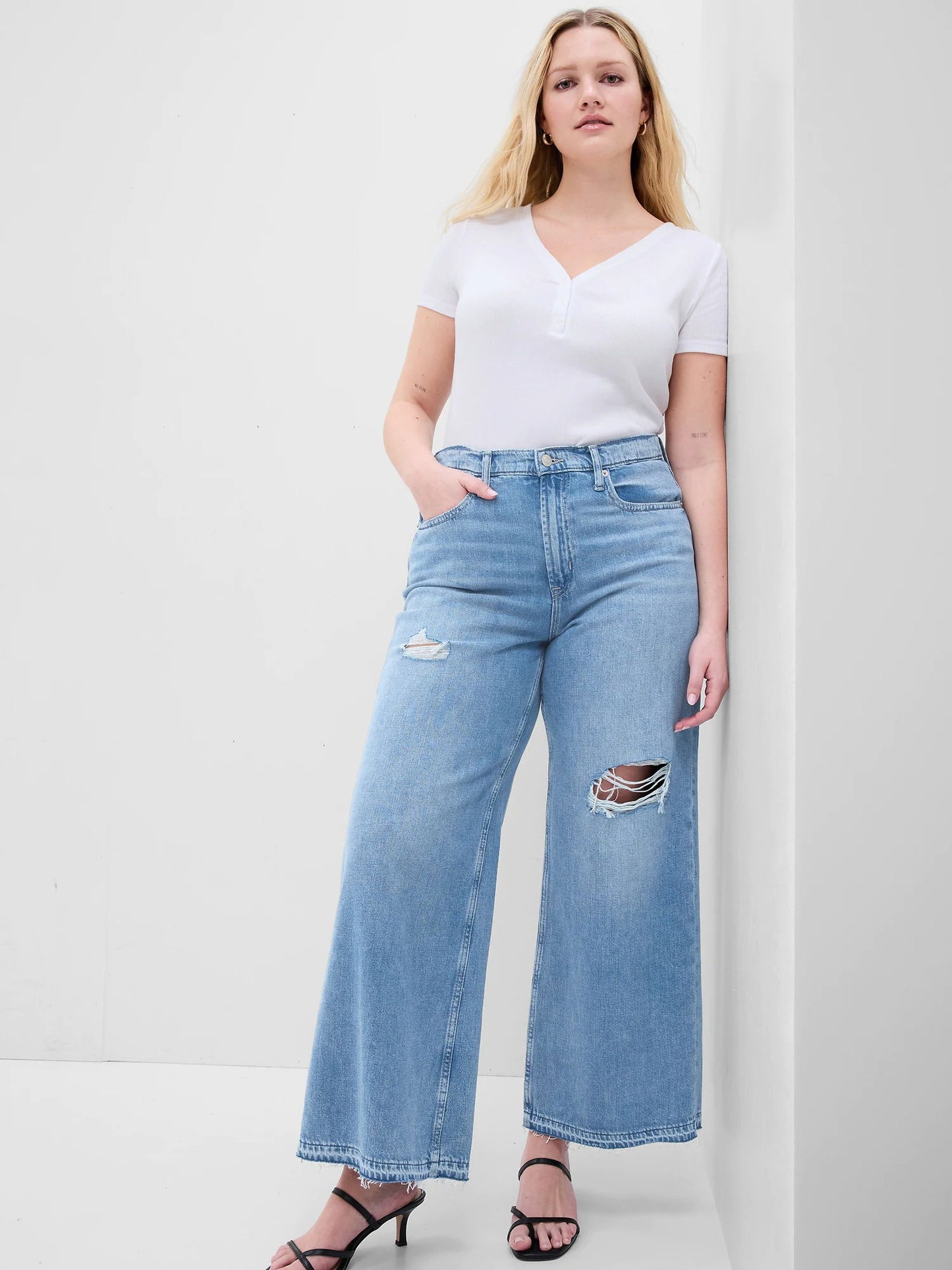 Mavi High Rise Destructed Wide-leg Washwell™ Jean Pantolon