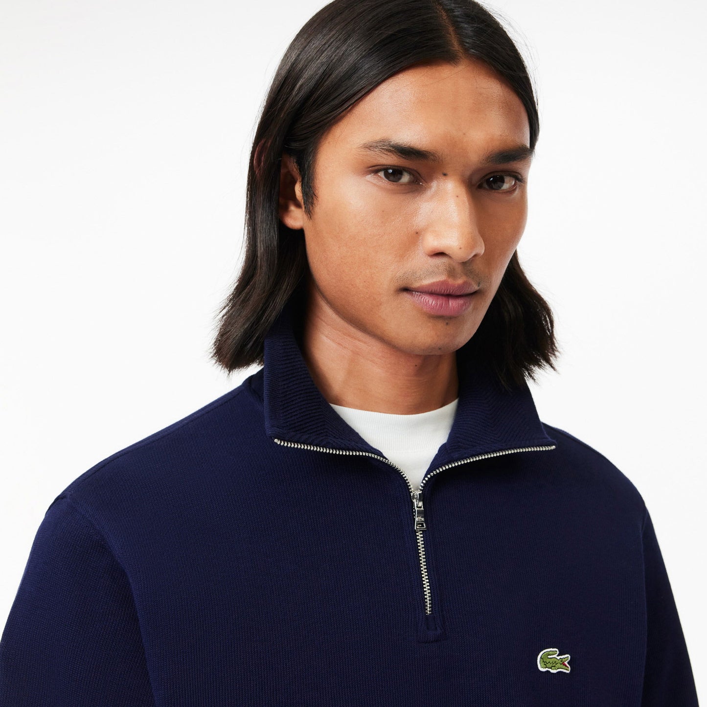 Lacoste Erkek Classic Fit Yarım Fermuarlı Lacivert Sweatshirt