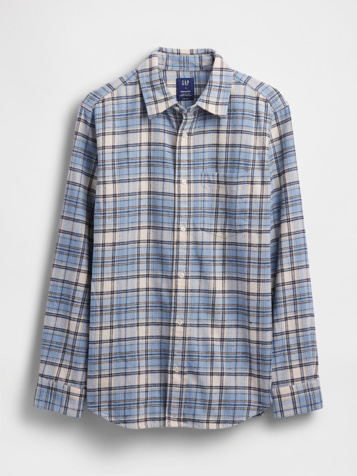 Açık Mavi Organik Pamuk Relaxed Flannel Gömlek