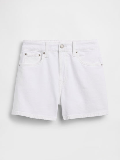 Beyaz 3.5 High Rise Relaxed Straight Denim Şort
