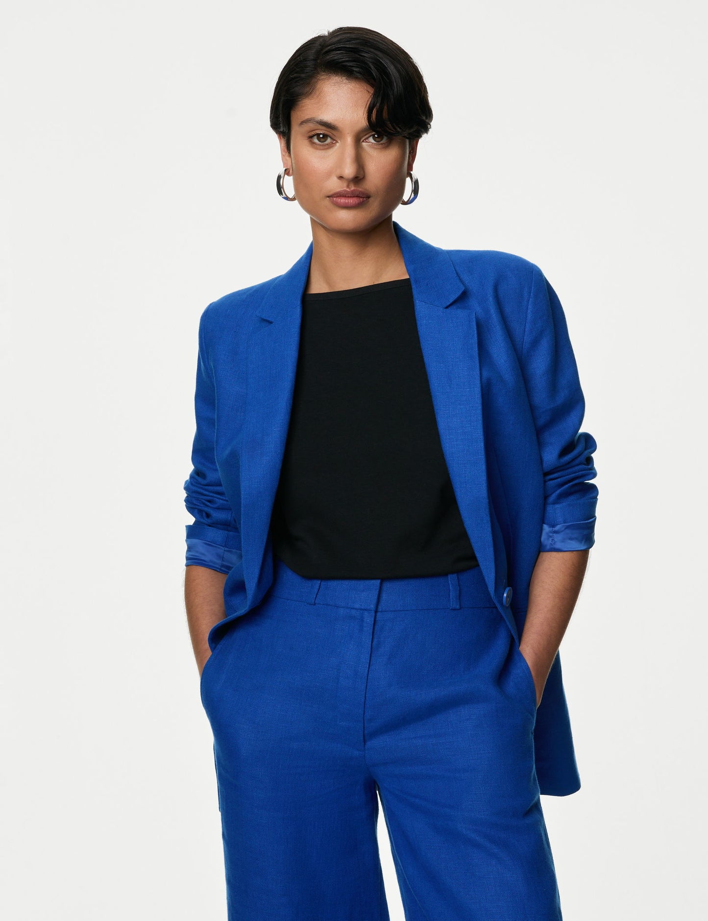 Regular Fit Keten Blazer Ceket