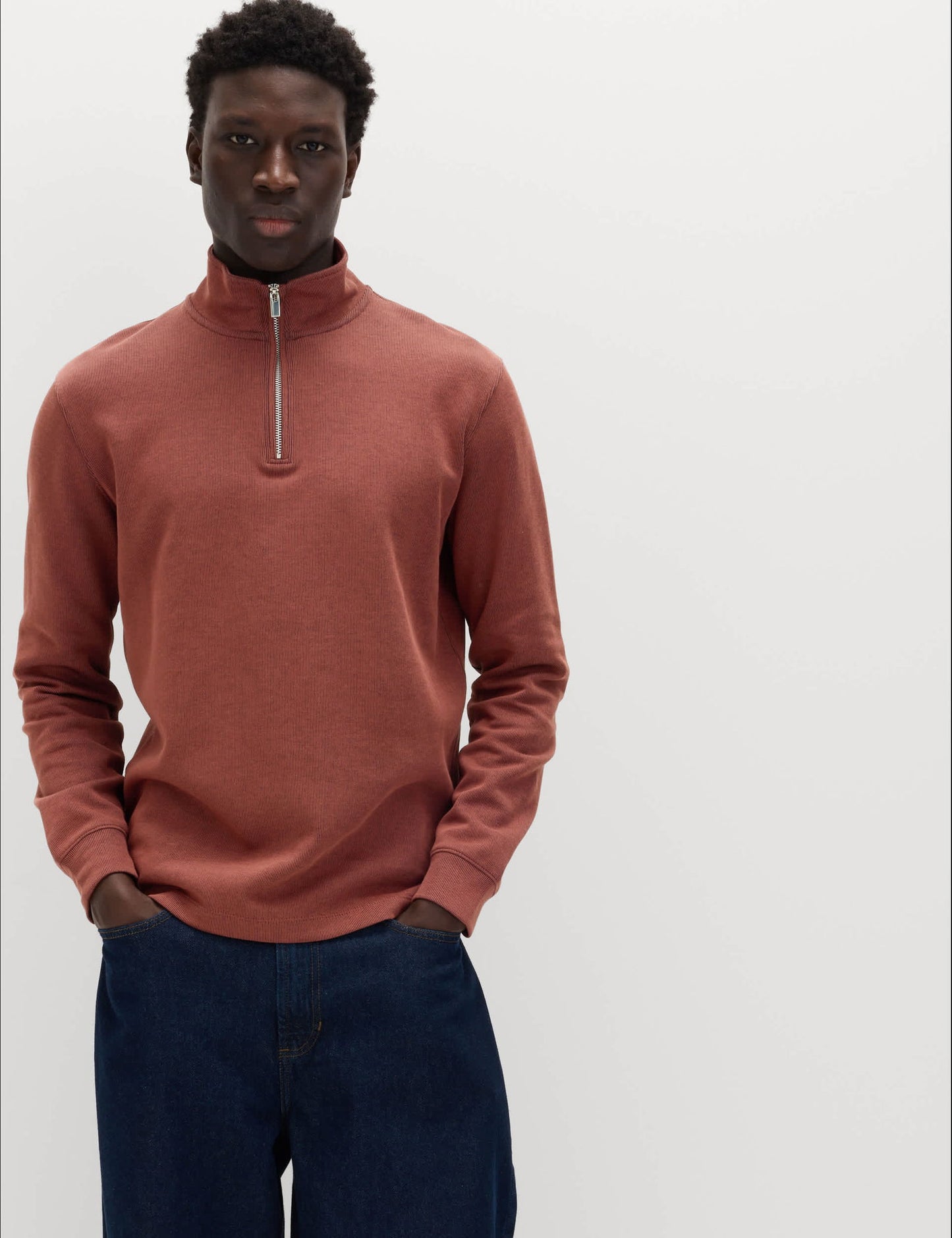 Pamuklu Karışımlı Yarım Fermuarlı Sweatshirt