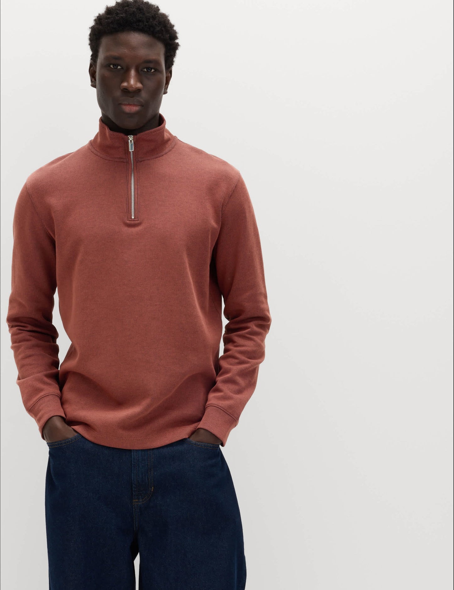 Pamuklu Karışımlı Yarım Fermuarlı Sweatshirt