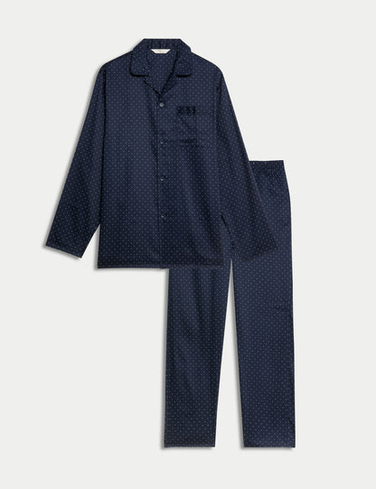 Saf Pamuklu Desenli Pijama Takımı