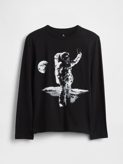 Siyah Grafik Baskılı T-shirt