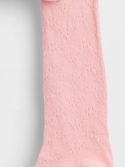 Pembe Pointelle Bear Baskılı Külotlu Çorap